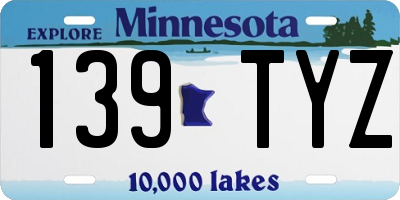 MN license plate 139TYZ