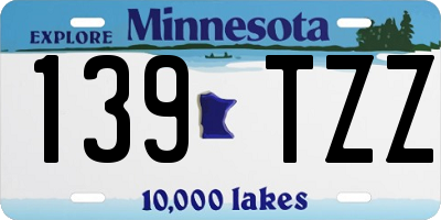 MN license plate 139TZZ