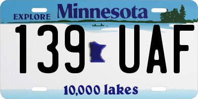 MN license plate 139UAF