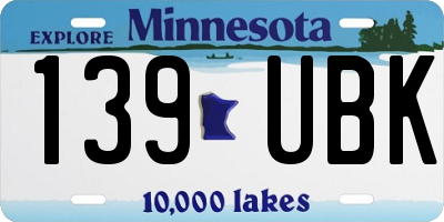 MN license plate 139UBK
