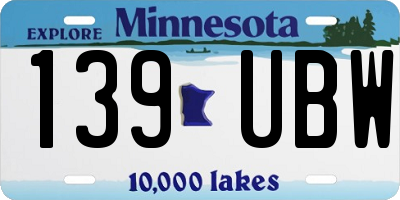 MN license plate 139UBW