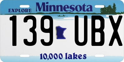 MN license plate 139UBX