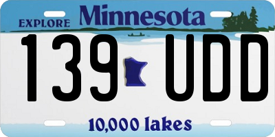MN license plate 139UDD