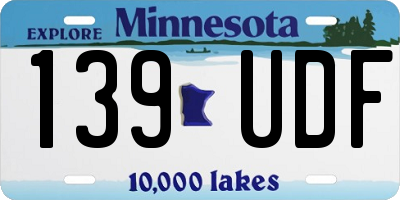 MN license plate 139UDF