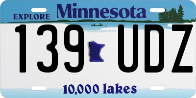 MN license plate 139UDZ