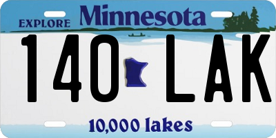 MN license plate 140LAK