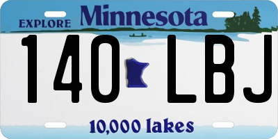 MN license plate 140LBJ