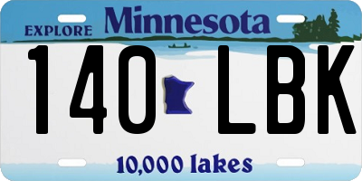 MN license plate 140LBK
