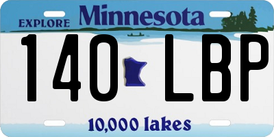 MN license plate 140LBP