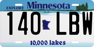MN license plate 140LBW