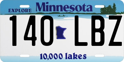 MN license plate 140LBZ