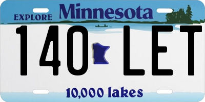 MN license plate 140LET