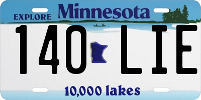 MN license plate 140LIE