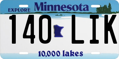 MN license plate 140LIK