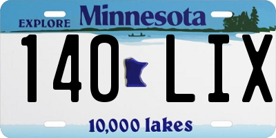 MN license plate 140LIX