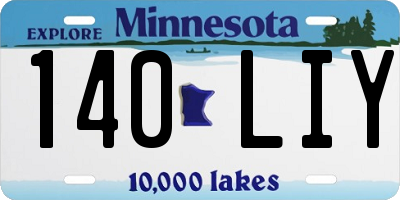 MN license plate 140LIY