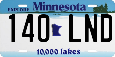 MN license plate 140LND
