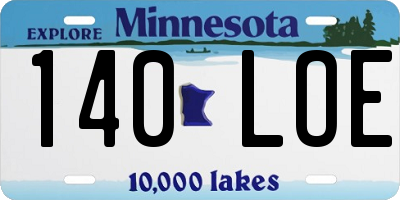 MN license plate 140LOE