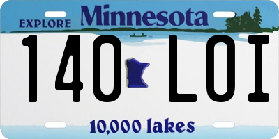MN license plate 140LOI