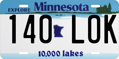 MN license plate 140LOK