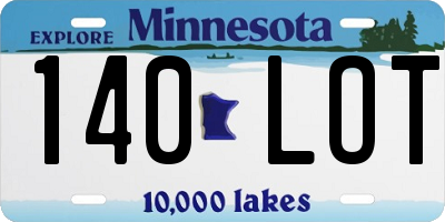 MN license plate 140LOT