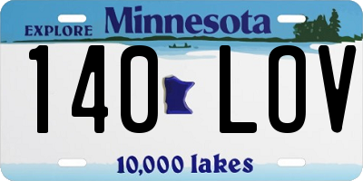 MN license plate 140LOV