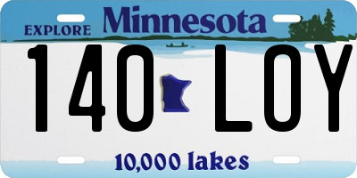 MN license plate 140LOY