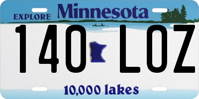 MN license plate 140LOZ