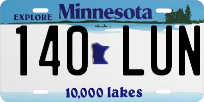 MN license plate 140LUN