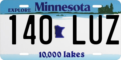 MN license plate 140LUZ