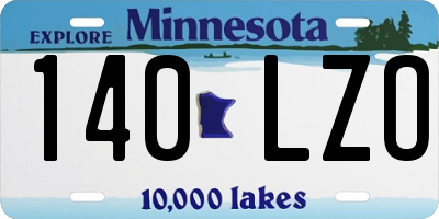 MN license plate 140LZO