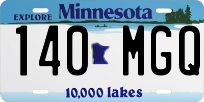 MN license plate 140MGQ