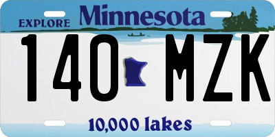 MN license plate 140MZK