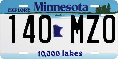 MN license plate 140MZO