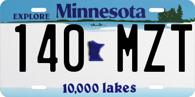 MN license plate 140MZT