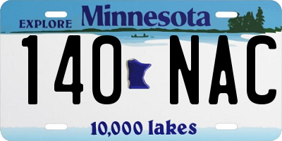 MN license plate 140NAC
