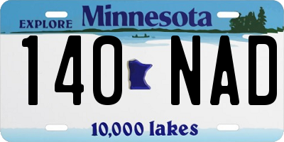 MN license plate 140NAD