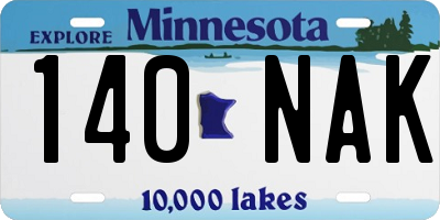 MN license plate 140NAK