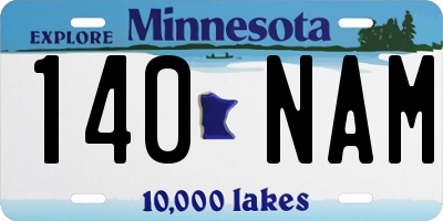 MN license plate 140NAM