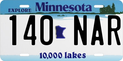 MN license plate 140NAR