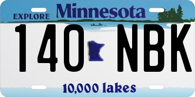 MN license plate 140NBK