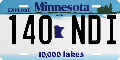 MN license plate 140NDI