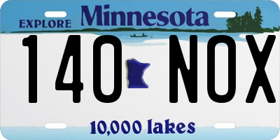 MN license plate 140NOX