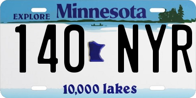 MN license plate 140NYR