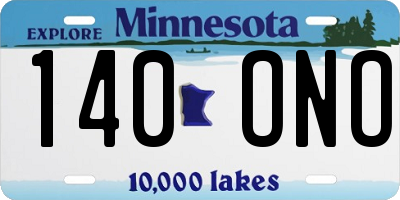 MN license plate 140ONO