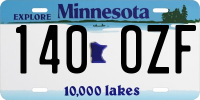 MN license plate 140OZF
