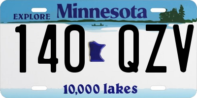 MN license plate 140QZV