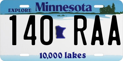 MN license plate 140RAA