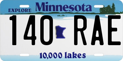MN license plate 140RAE