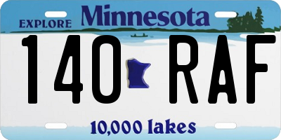 MN license plate 140RAF